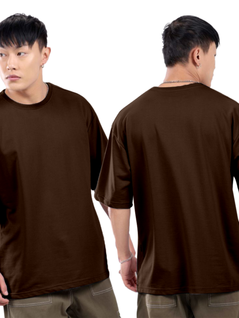 cotton brown oversized t shirt for men