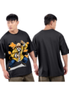 Trendy Black Printed Oversize T-Shirt - Relaxed Fit Streetwear Tee