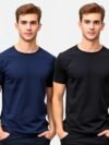 Men's Classic Navy Blue and Black T-Shirt Combo Pack