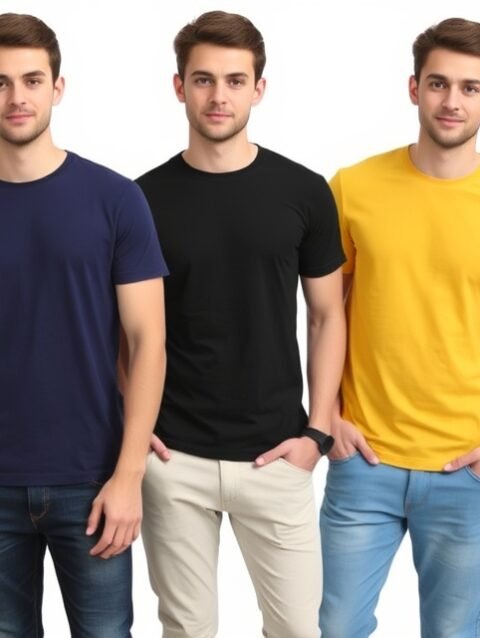 Black, Navy Blue, and Yellow T-Shirts – Trendy, Comfortable