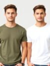 Olive Green and White T-Shirt Duo for Men - Premium Cotton Combo