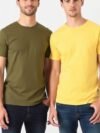 Stylish Olive Green and Yellow Men's T-Shirt - Soft Cotton